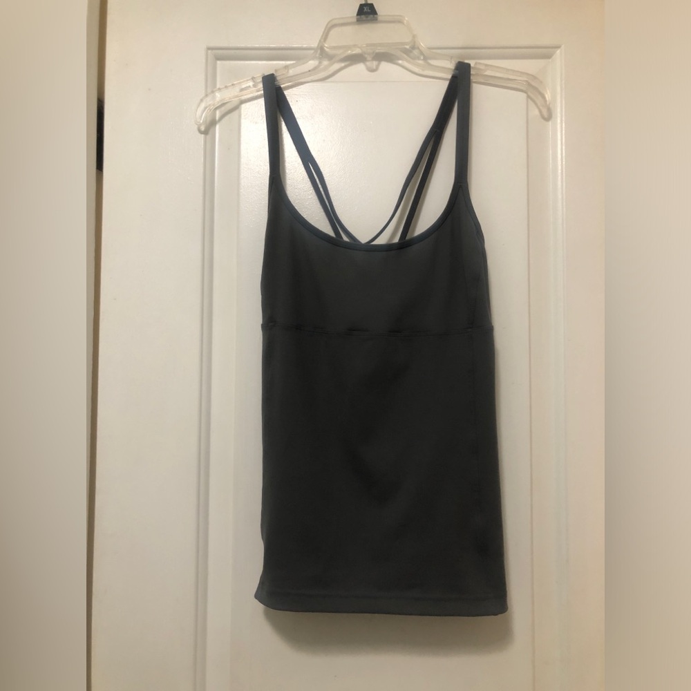 ALO Yoga Black Double-Strap Tank Top Grey Size Small